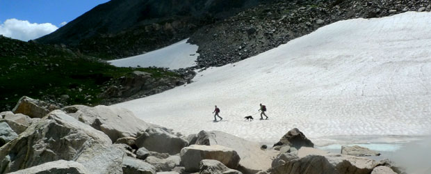 Trekking across Isabelle Glacier